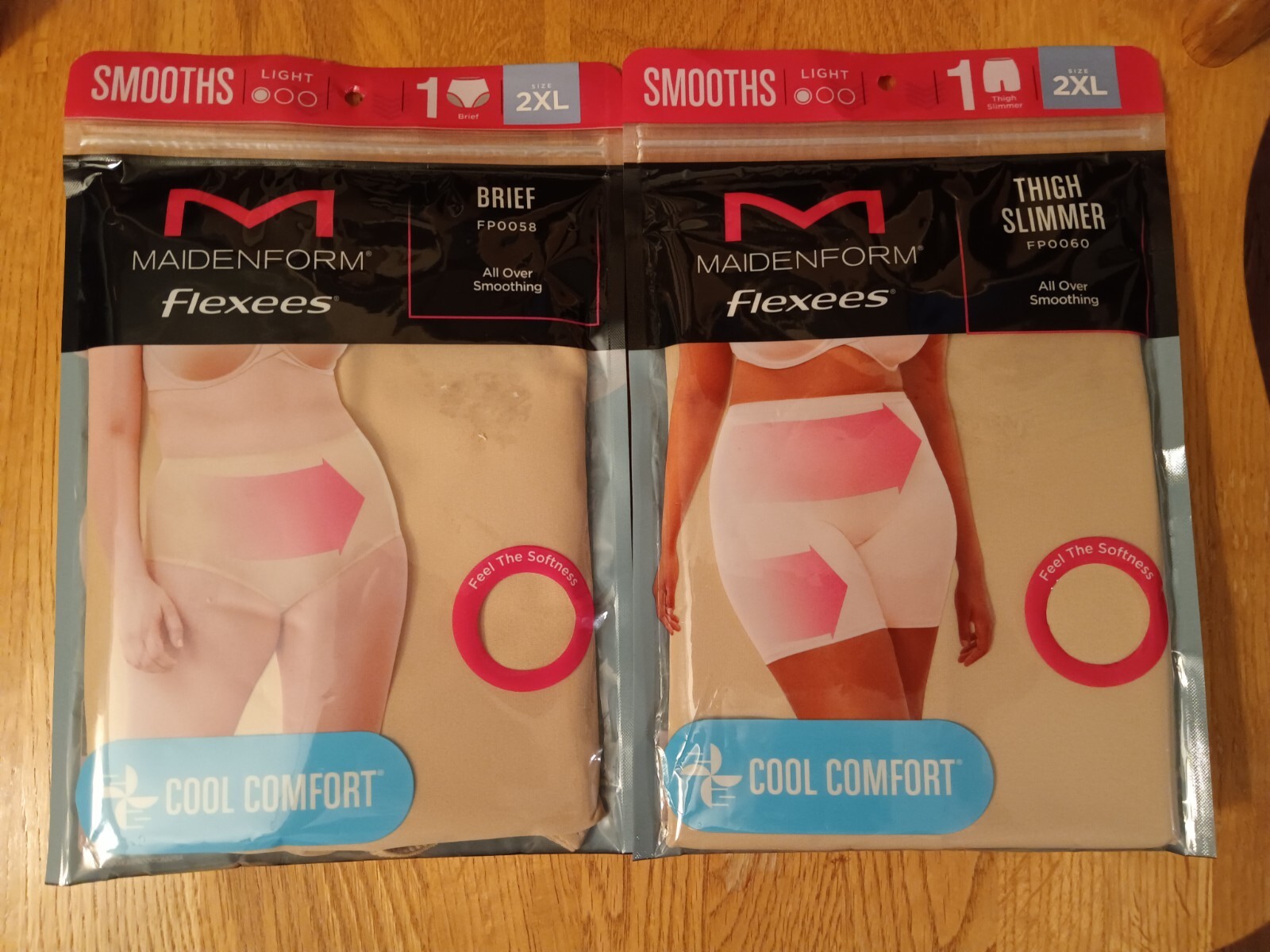 MAIDENFORM FLEXEES LIGHT BRIEF FP0058 & LIGHTTHIGH SLIMMER FP0060 2XL NEW BEIGE