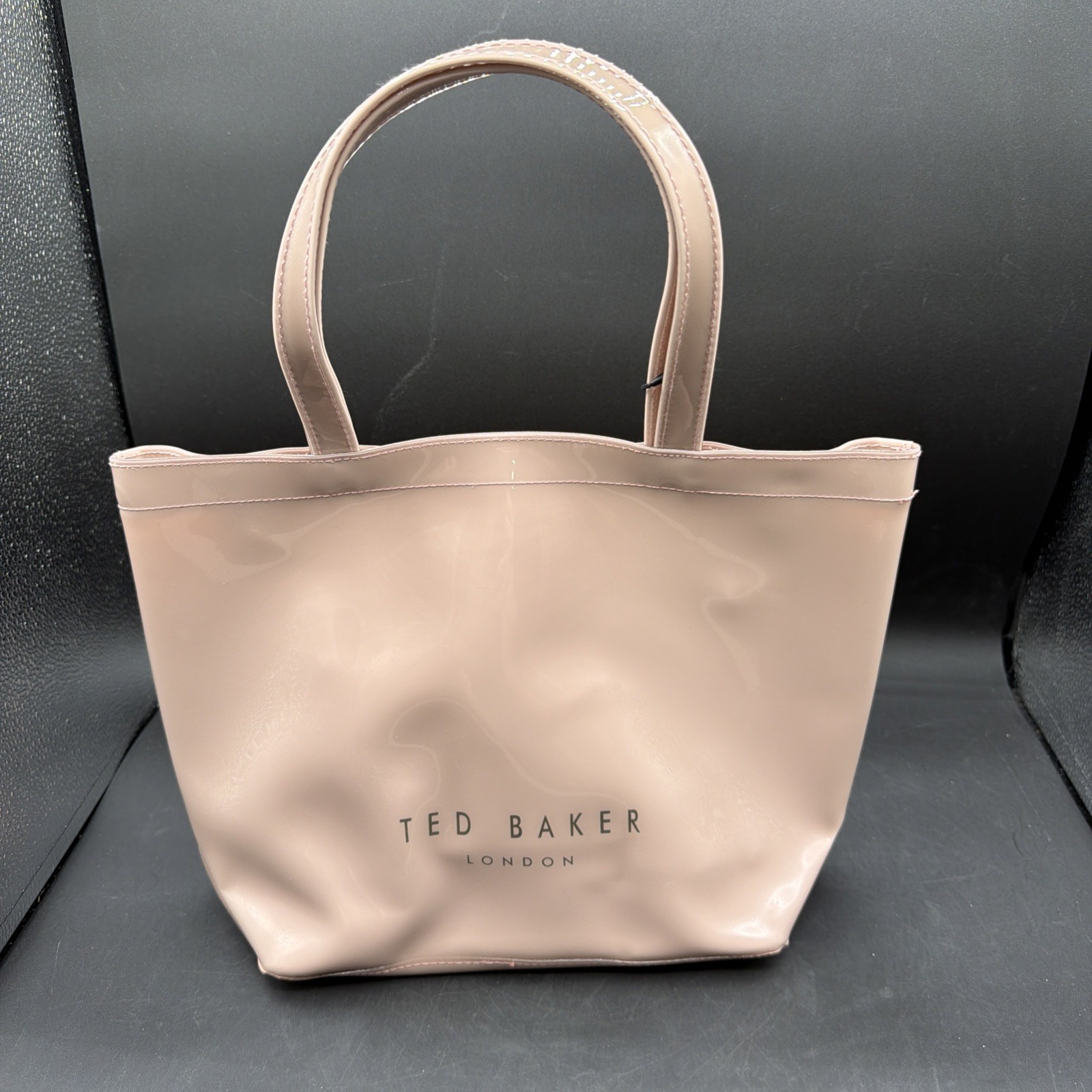 NWT Ted Baker London Pink/blush Patent Vinyl Tote Bag Bow Accent Gold Hardware
