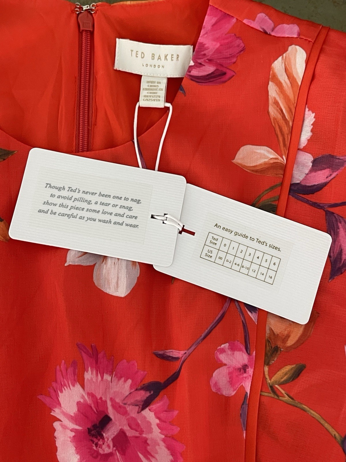 Ted Baker Dress Size 2 AU 10 US 6 Mira Rhubarb Floral Orange Mini