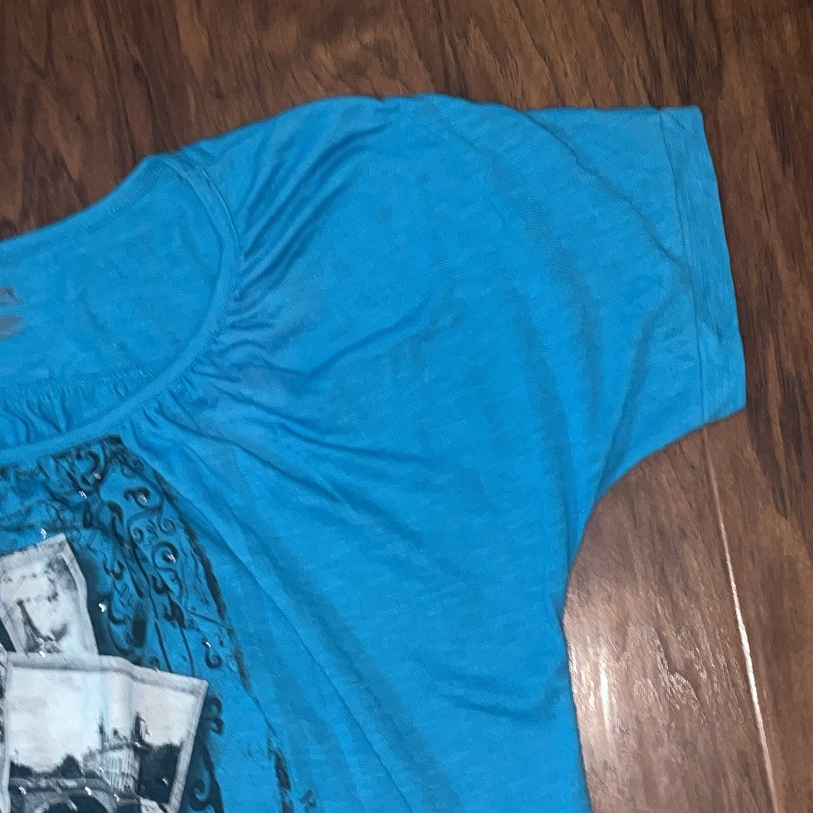 Lane Bryant Hotel Paris Luxe Abstract Top Rhinestone Sparkle Blue 14/16