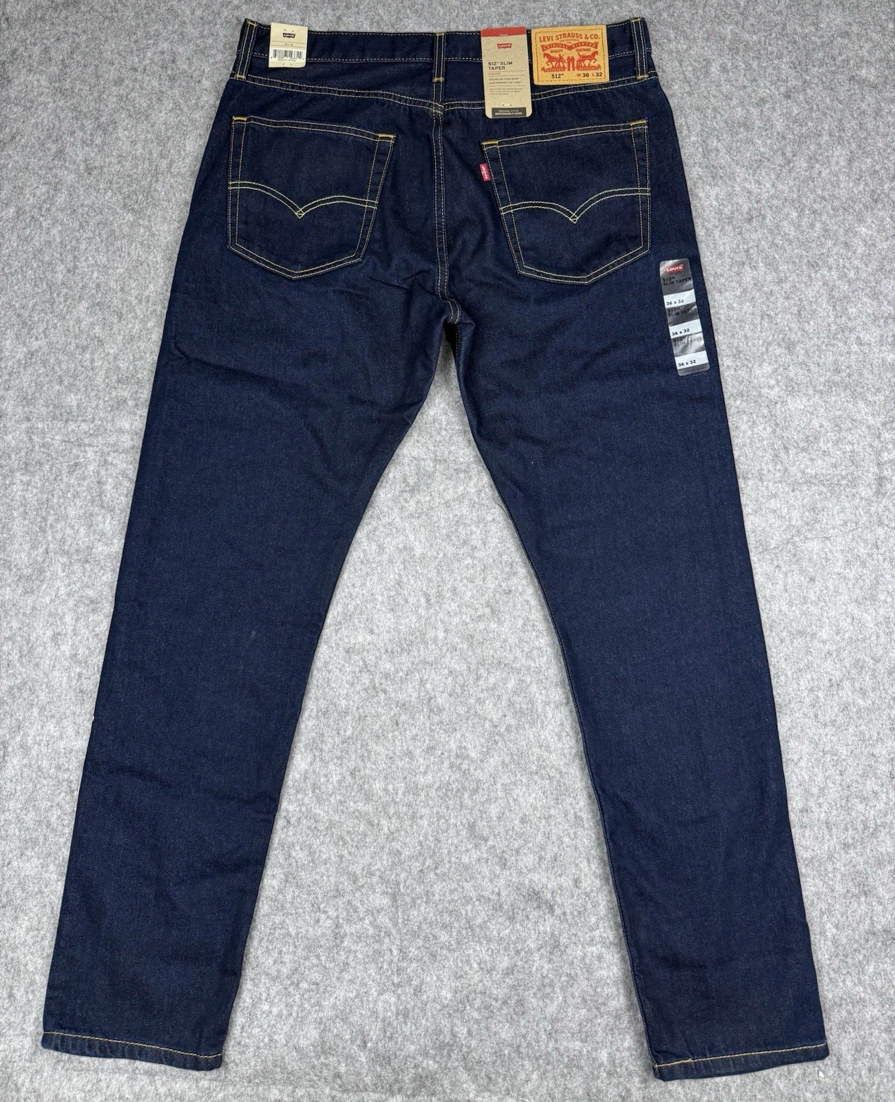 Levi’s 512 NWT Slim Fit Zip Fly Tapered Leg Denim Jeans Men 36X32 Blue Dark Wash