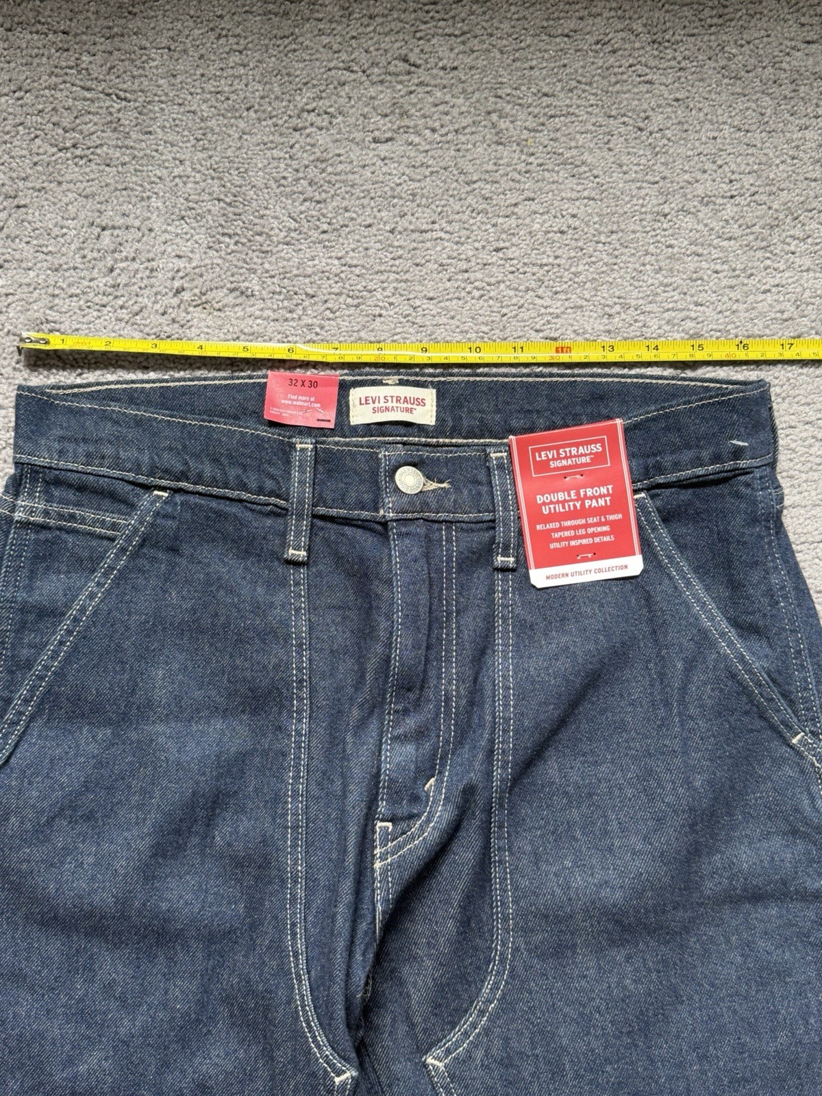 NEW Levi Strauss Signature Double Front Utility Pants Dark Wash Denim Mens 32×30