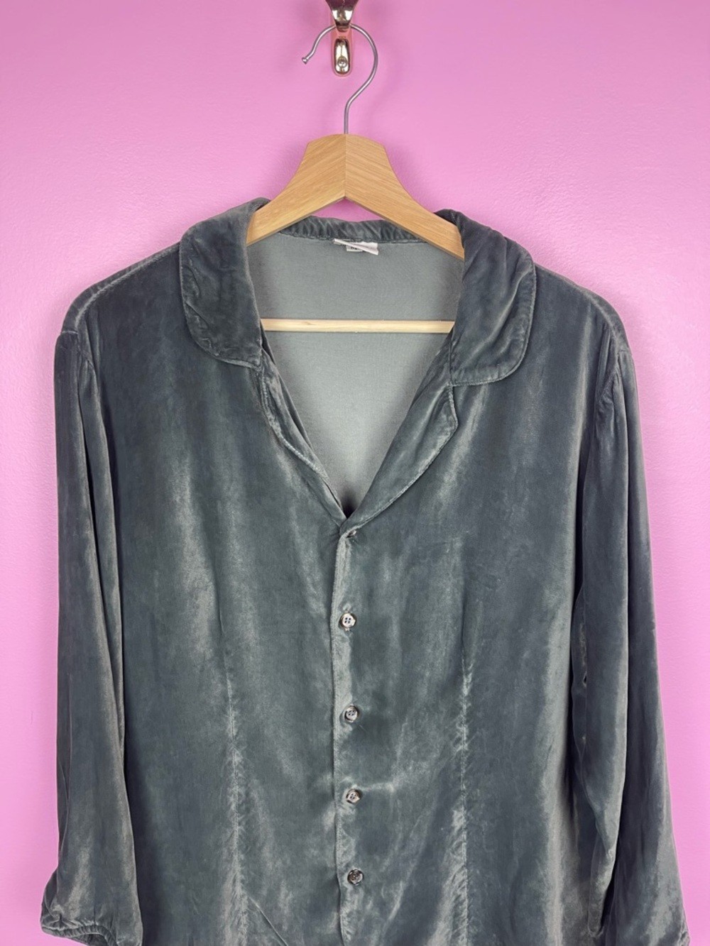 CP Shades Velvet Button-Up Shirt Jewel Green Women’s Medium Sausalito