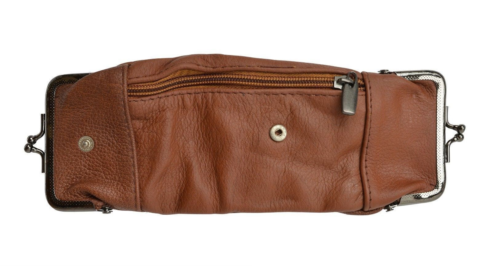Genuine Leather Cigarette Double Clasp Zip Coin Carrying Case Many Colors