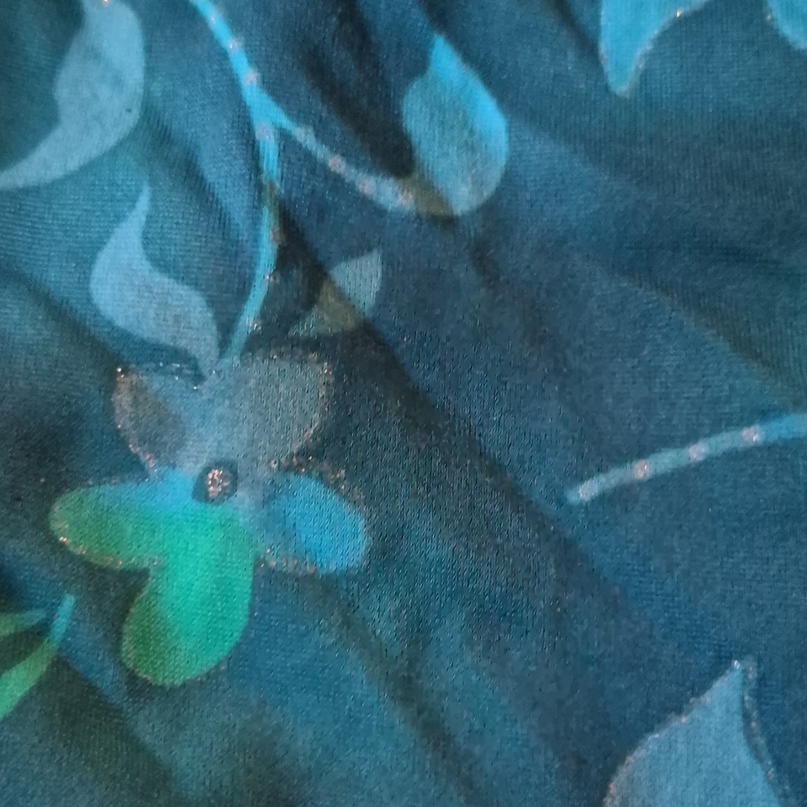 Carol Wior Blue Green Floral One Piece Swimsuit Built-In Bra Size 14 D