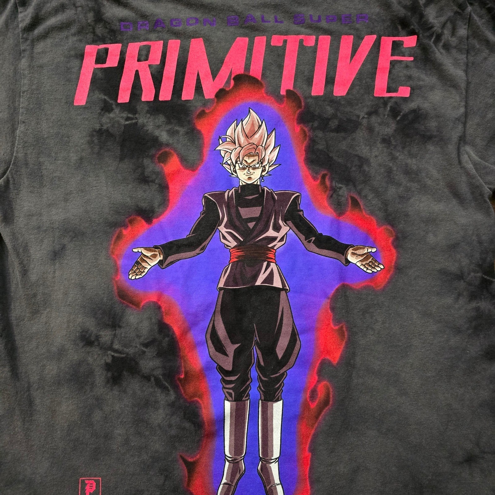 Primitive x Dragon Ball Super Goku Black Rose Tie Dye Shirt Mens Medium Black