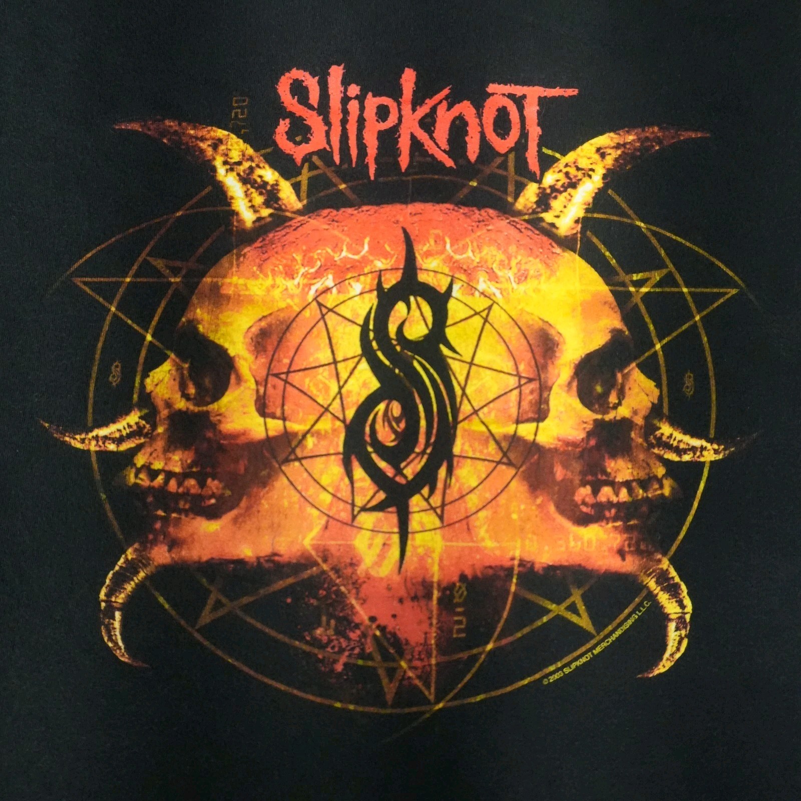 VTG 2001 Slipknot Iowa Goat Skull Sun Double Sided Tennessee River Tag XL Y2K