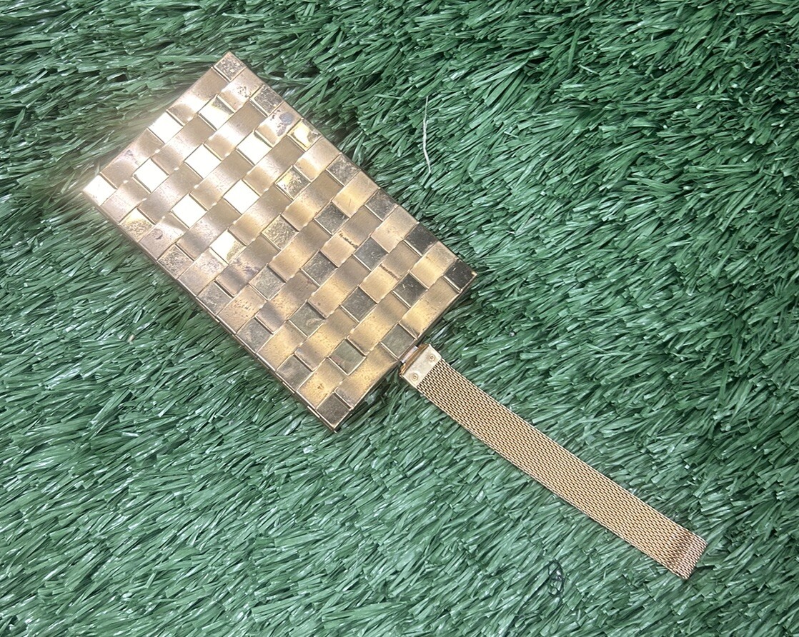 Vintage MCM Gold Metal Cigarette Case Make Up Purse Art Deco Queens Gambit Era