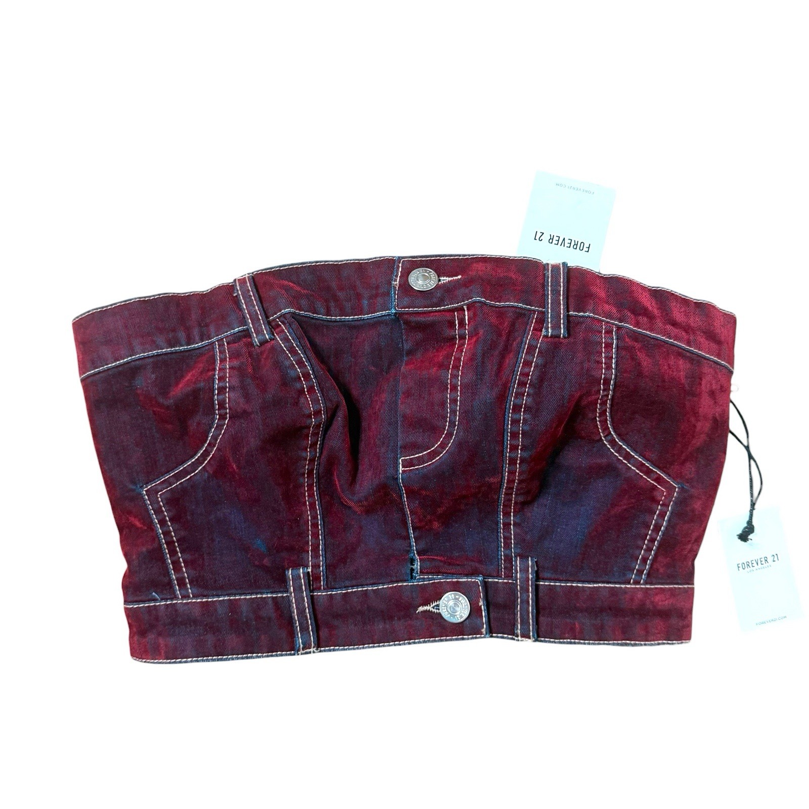 New with Tags Forever 21 Tube top size S Burgundy Velour Pants Design Unique