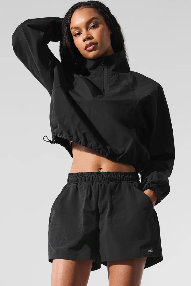 AIo Yoga Set Cropped 1/4 Zip Alumni Pullover+Short Suit Soft Sports Women’s Set