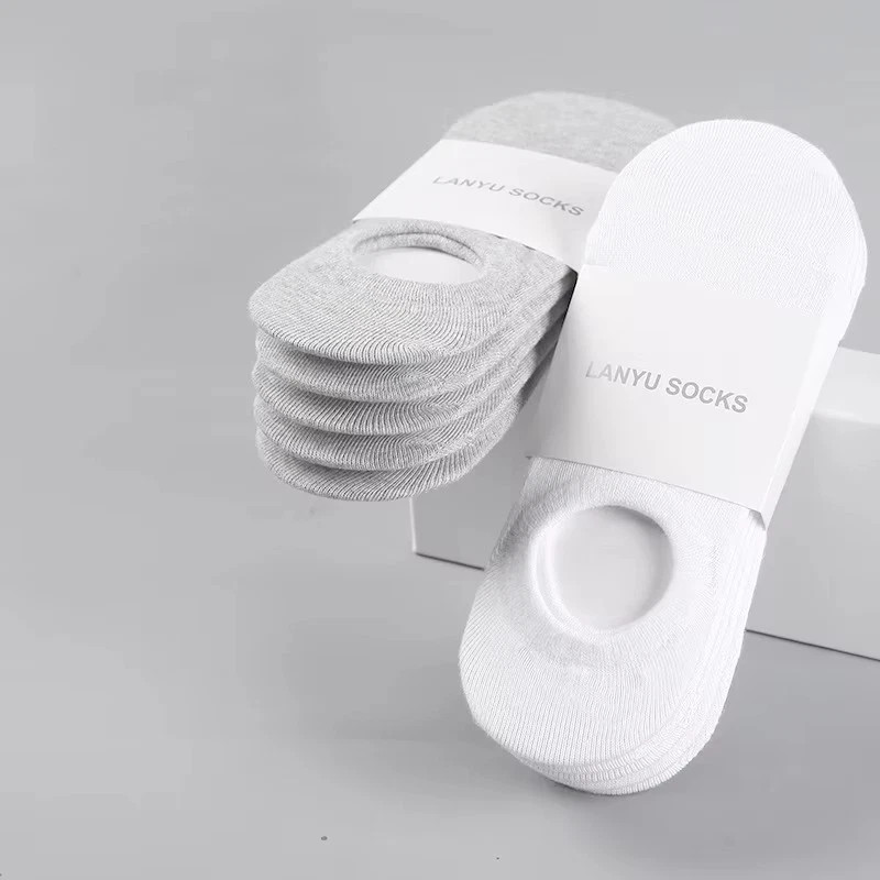 5 Pairs Men Invisible Boat Socks Cotton No Show Ankle Sock Slippers AntiSlip Lot