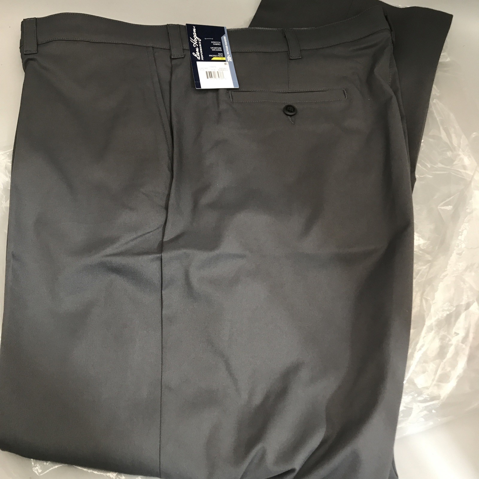 Ben Hogan Mens Performance Pants Stretch Fabric Size 46×32 Asphalt Dark Gray New