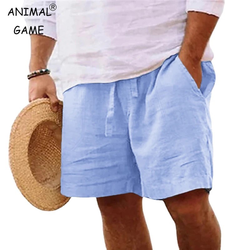 Men’s Cotton Linen Lightweight Gym Beach Shorts Summer Casual Fit Pants Fun Gift
