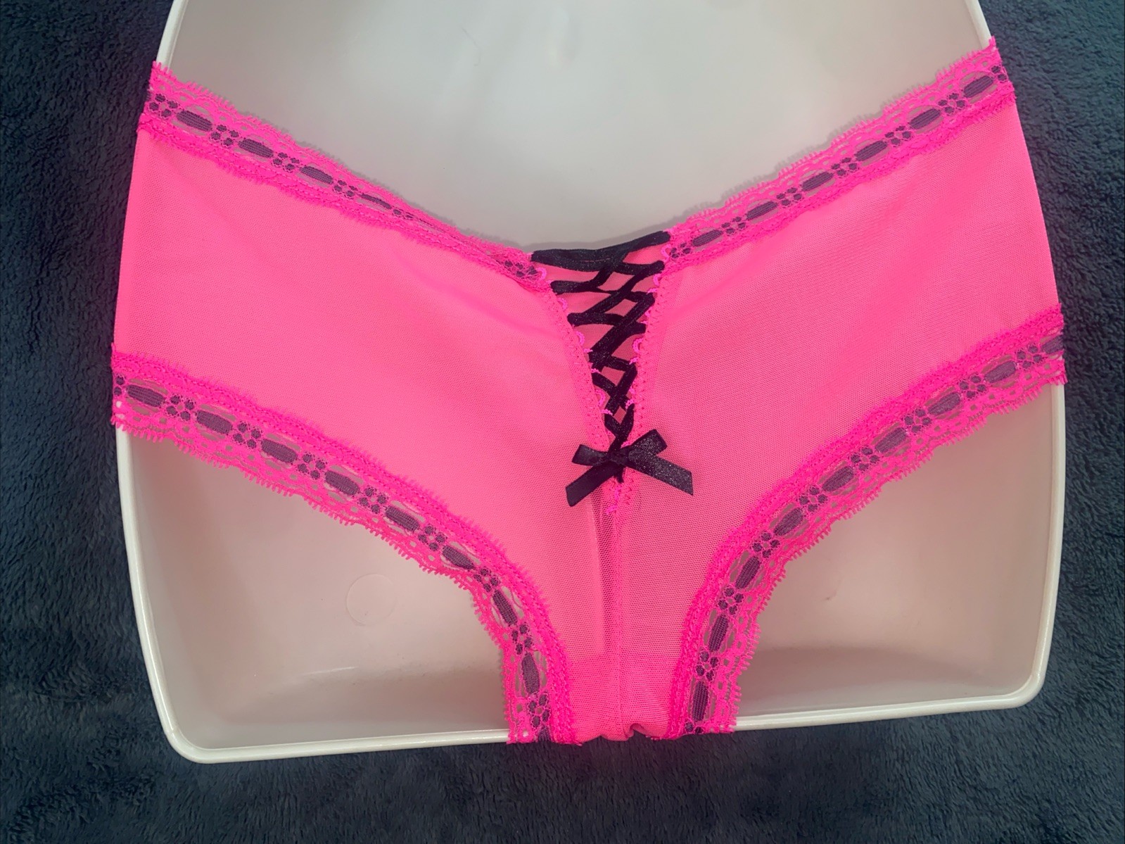 VTG Sexy Little Things Hot PINK LACE BIKINI PANTIES size XL