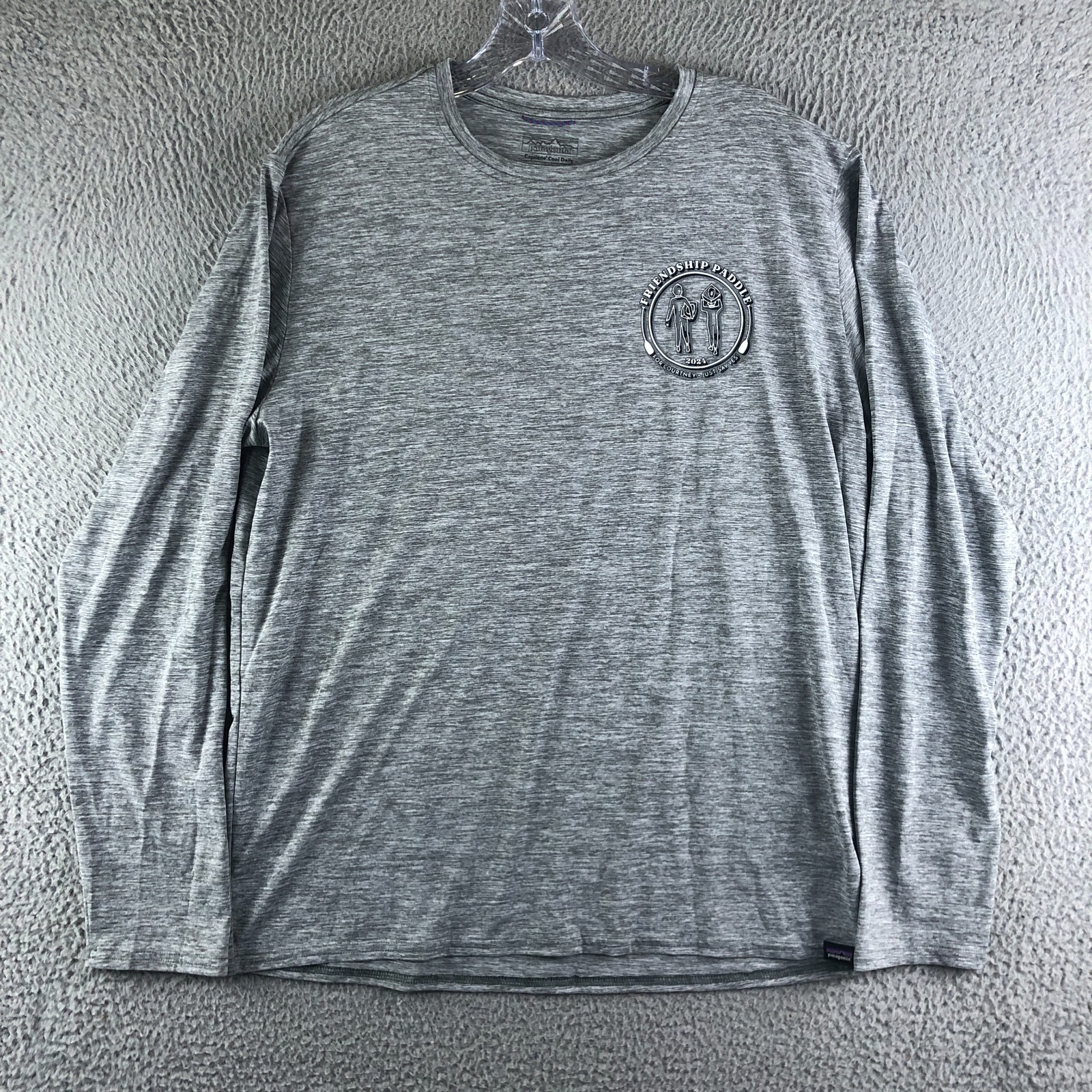 Patagonia Capilene Cool Daily Shirt Mens Large Gray Long Sleeve Hiking Logo