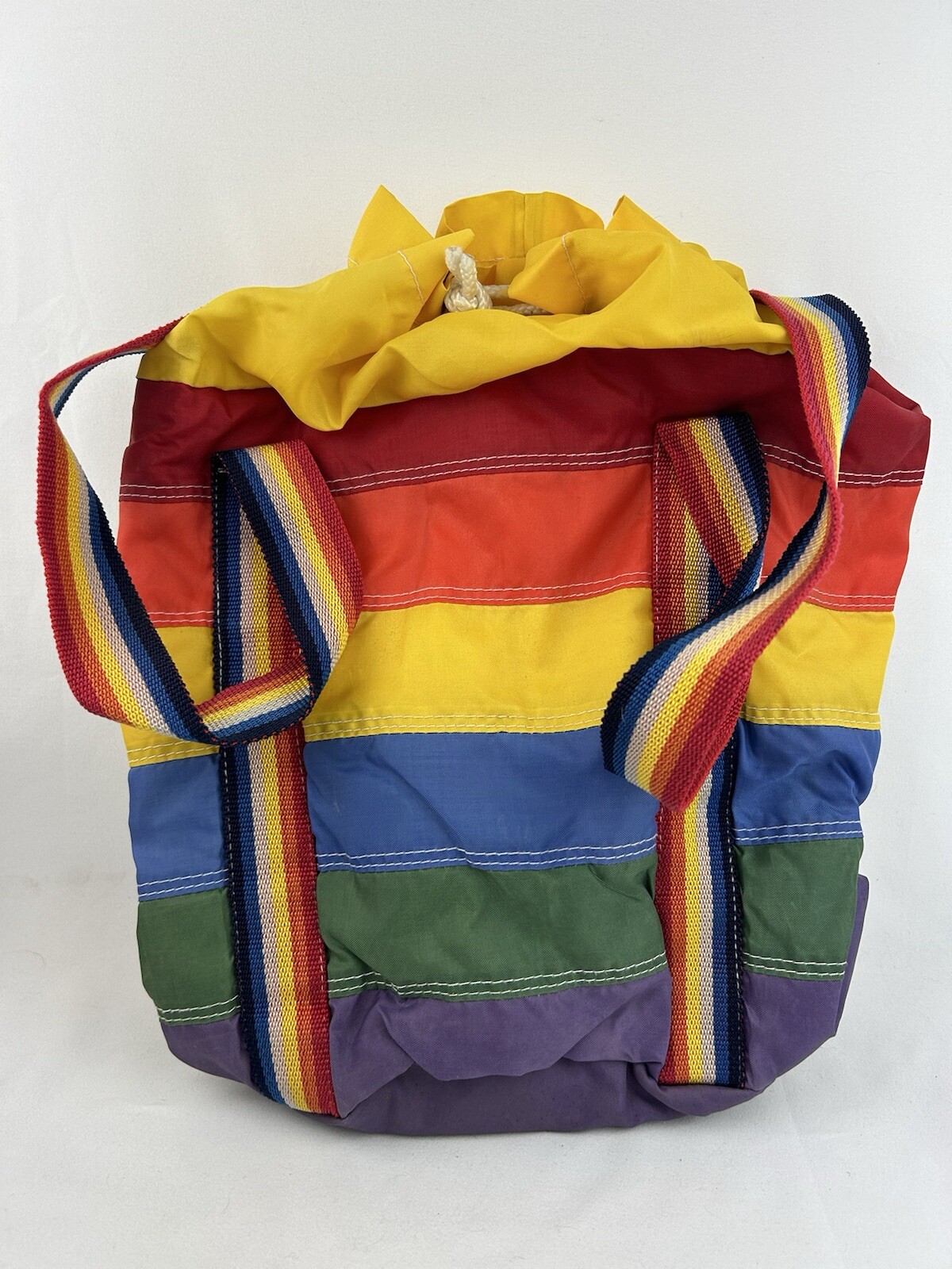 1970’s Rainbow Stripe Drawstring Bag Taiwan ROC Gay Pride Vintage LGBTQ