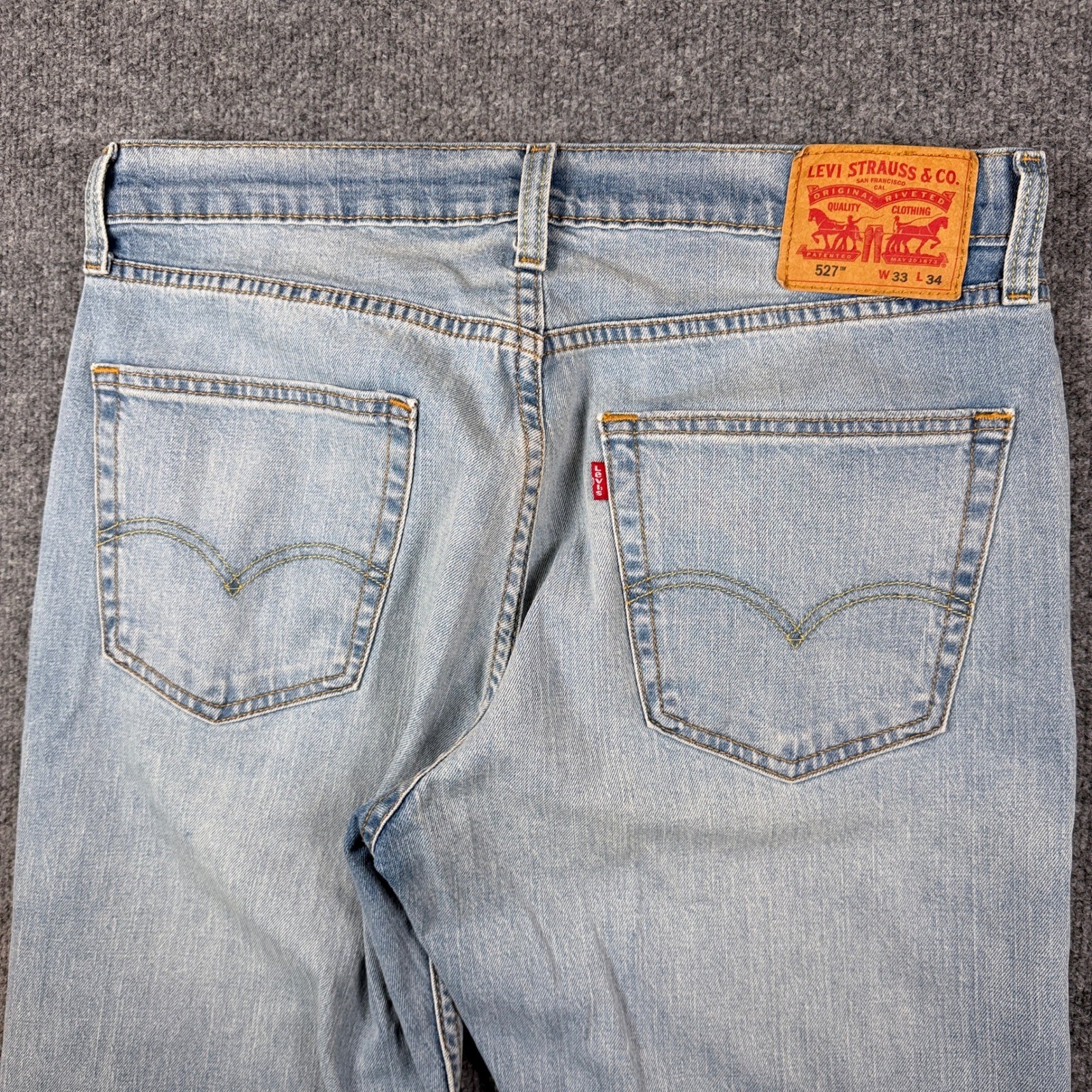 Levis 527 Jeans Mens 34×32 Blue Light Wash Slim Bootcut Western Denim