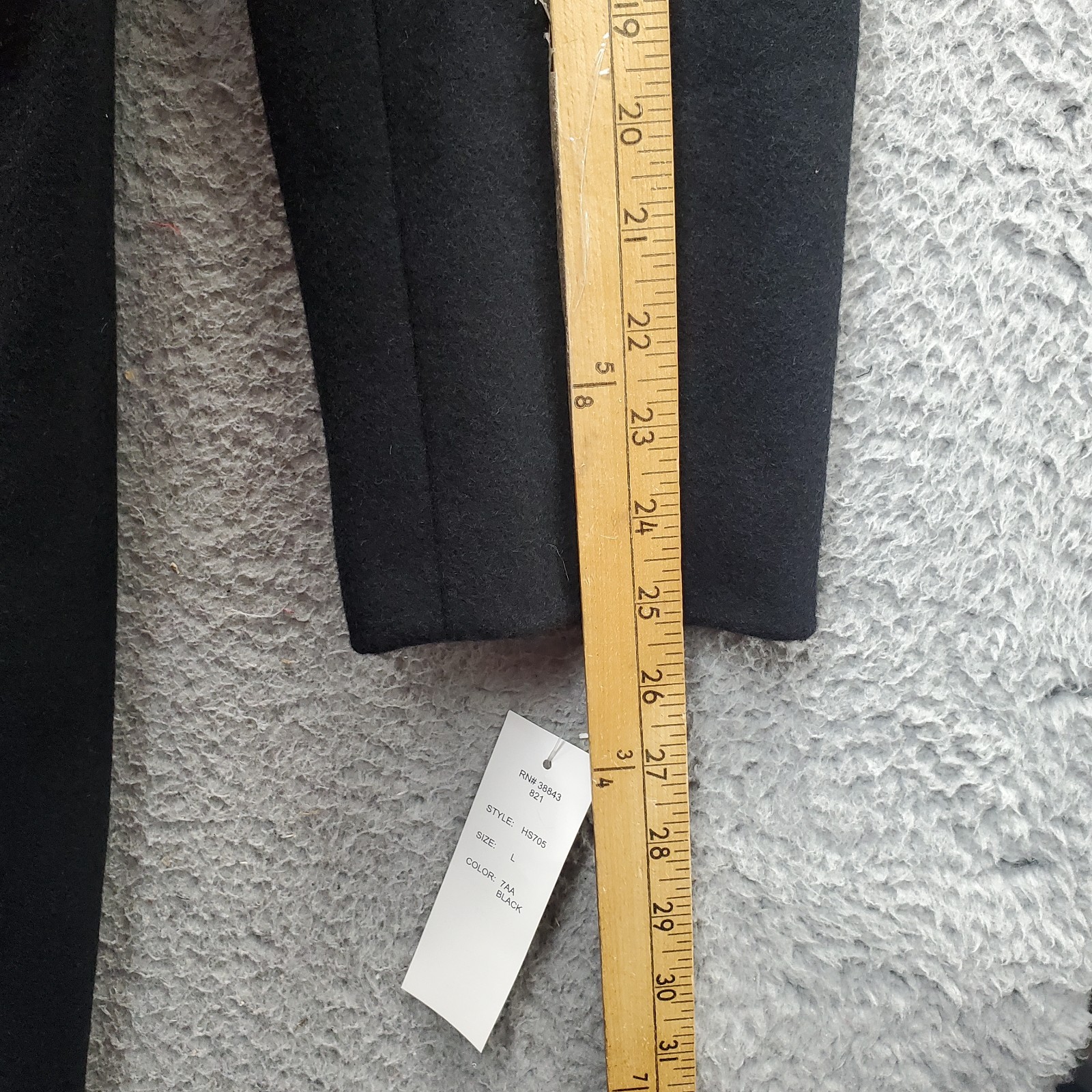 Larry Levine Coat Womens L Black Wool Blend Single Vented Collared Button Front