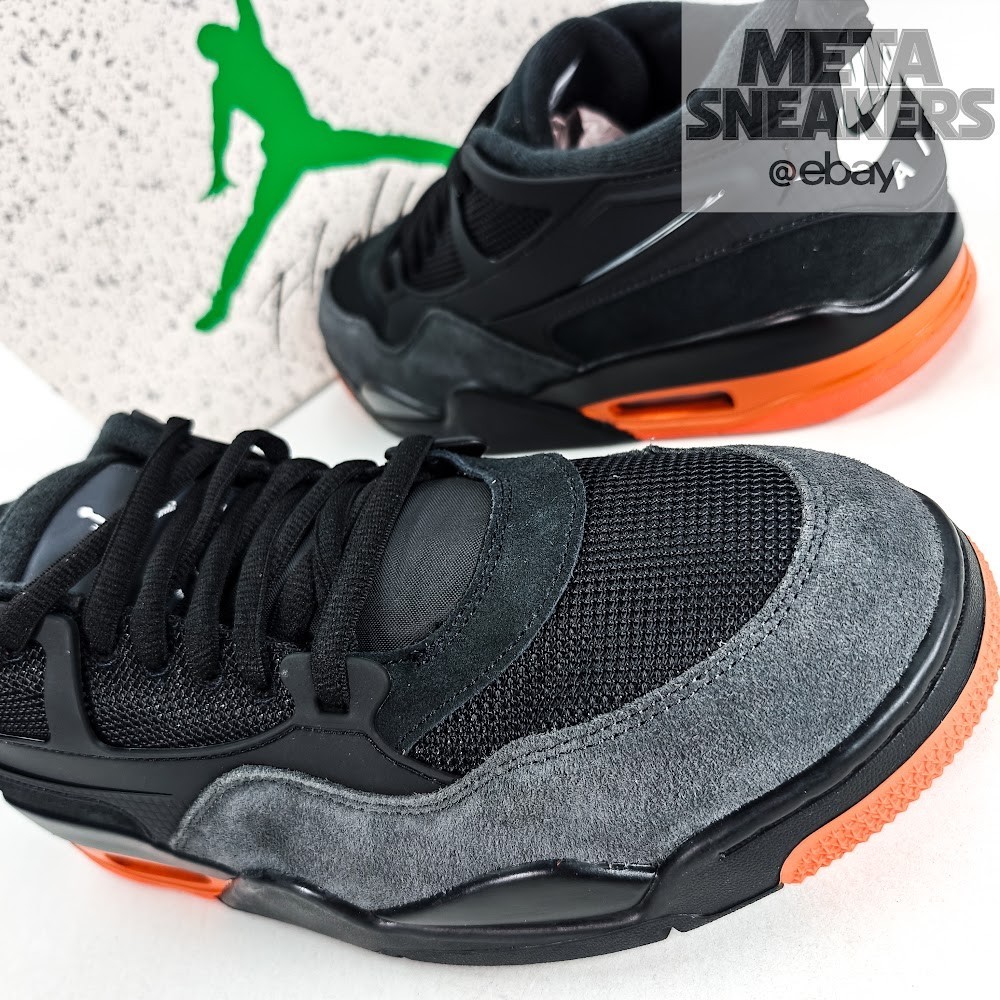 Air Jordan 4 RM US 12.5 Men’s Black Starfish Orange White Nike HF8126-001 NIB