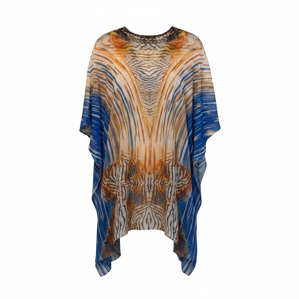 Beautiful Resort Wear True Colours By La Moda Rhinestone Kaftan Swim Cover Up