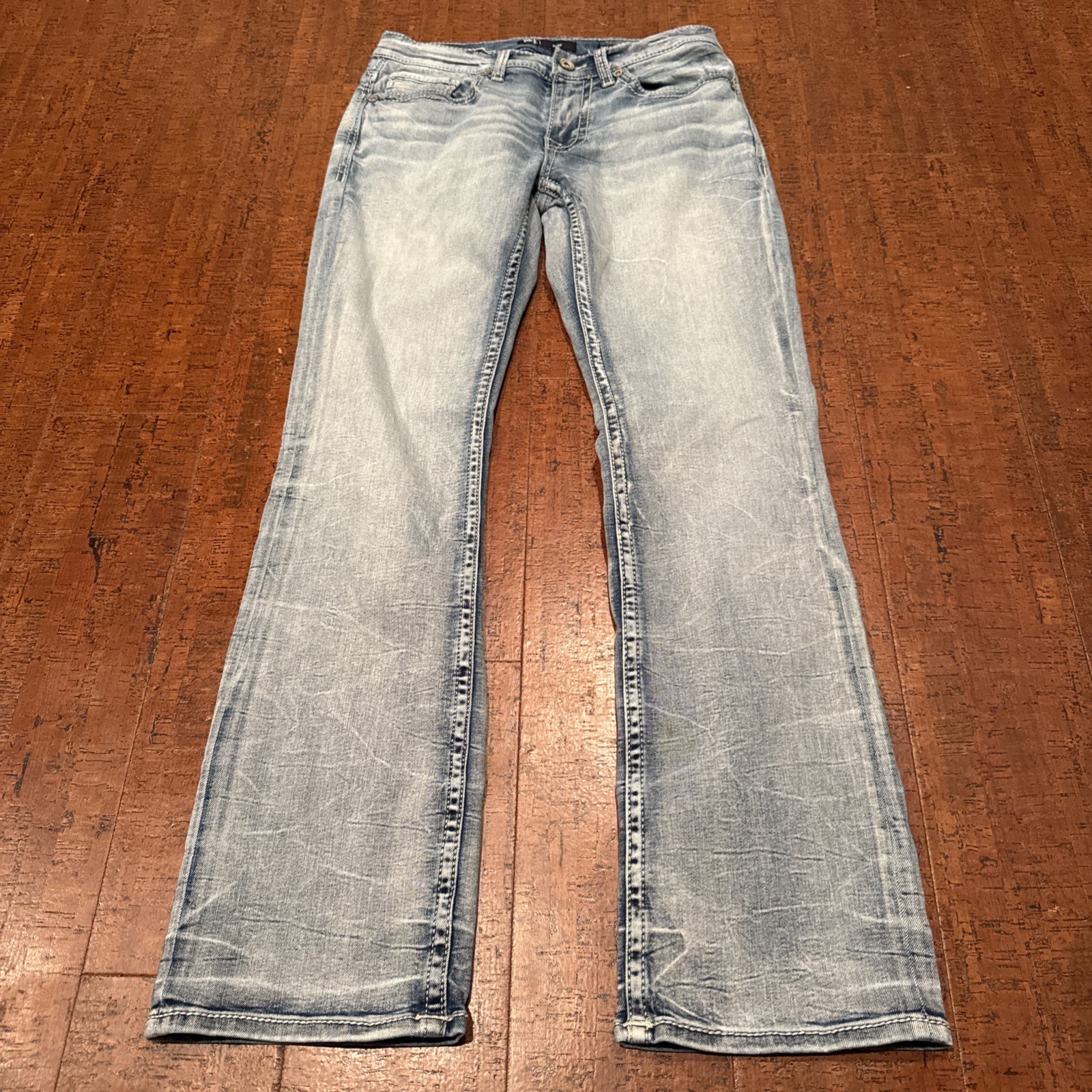 BKE Buckle Men’s 29X31 Aiden Bootcut Jeans Blue Light Wash Stretch Denim