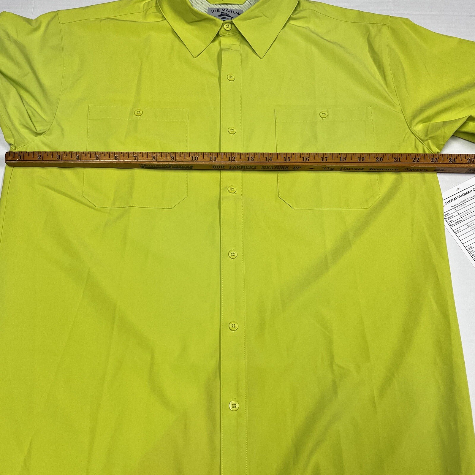 Joe Marlin Plain Weave Athletic Mesh Button Up Fishing Shirt Men Large Kiwi DEMO