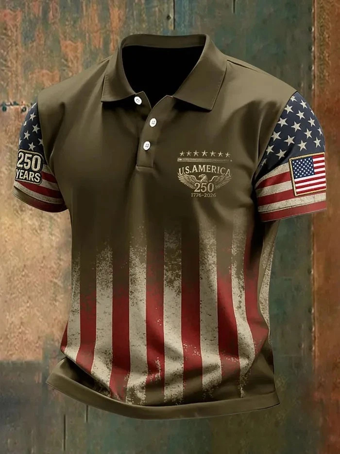 4th Of July 250th Anniversary Polo Shirt 1776-2026, American Flag Polo Men