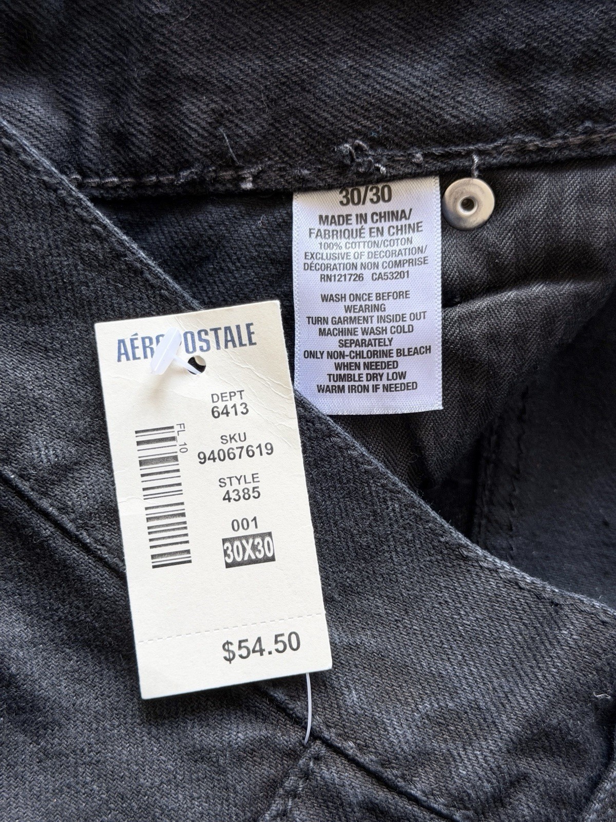 New With tag Aeropostale Aero Skinny Jeans Mens 30×30 Black