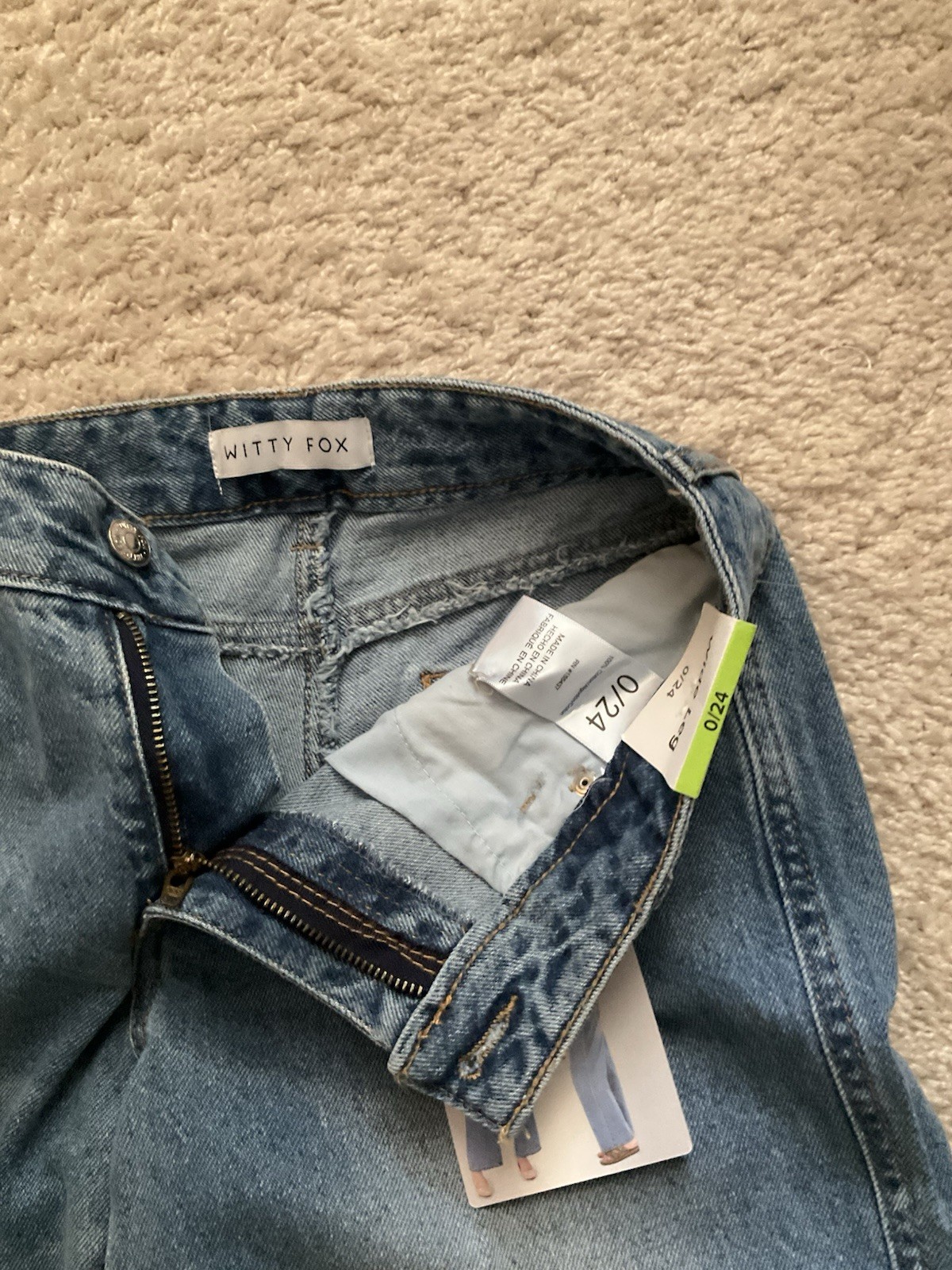 Witty Fox Women’s Wide-Leg Jeans Blue Denim 5-Pocket Zip/Button Size 0/24