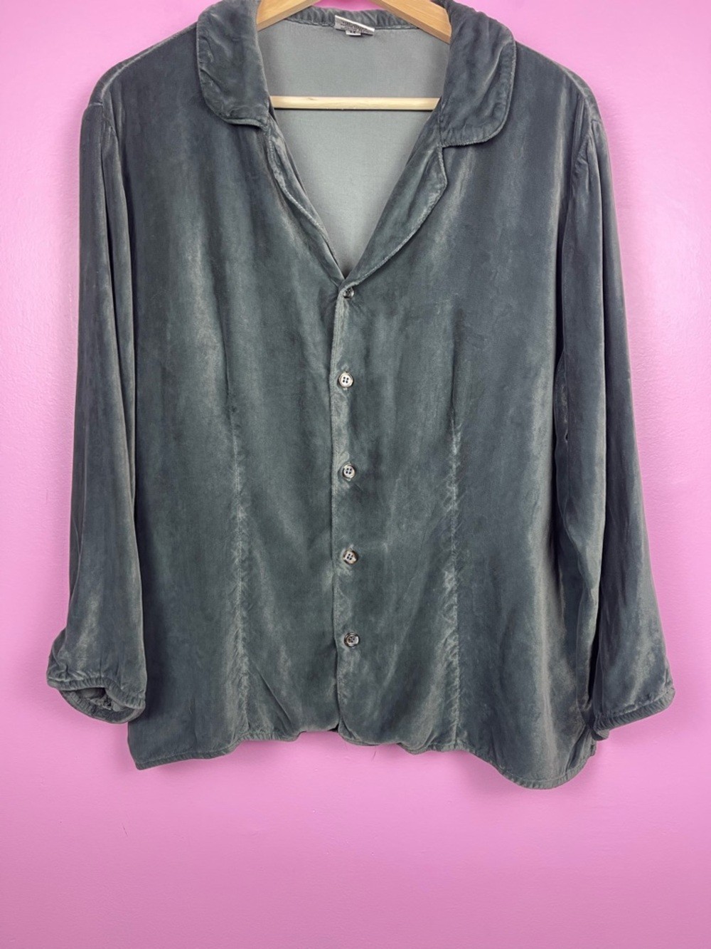 CP Shades Velvet Button-Up Shirt Jewel Green Women’s Medium Sausalito
