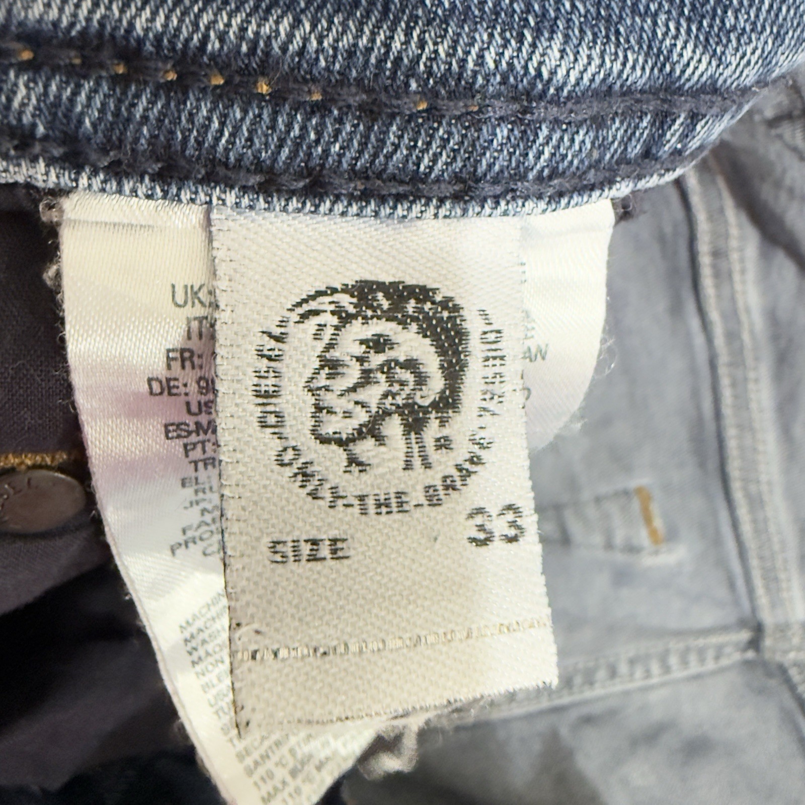 Diesel Larkee Jeans Men 33×32 Blue Regular Straight Leg Stretch Denim Distressed