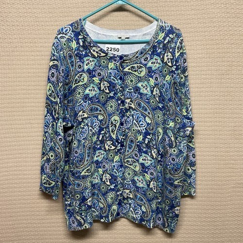 NWOT Talbots Blue/Green Floral Paisley Bouton Front Cardigan Women 2X China