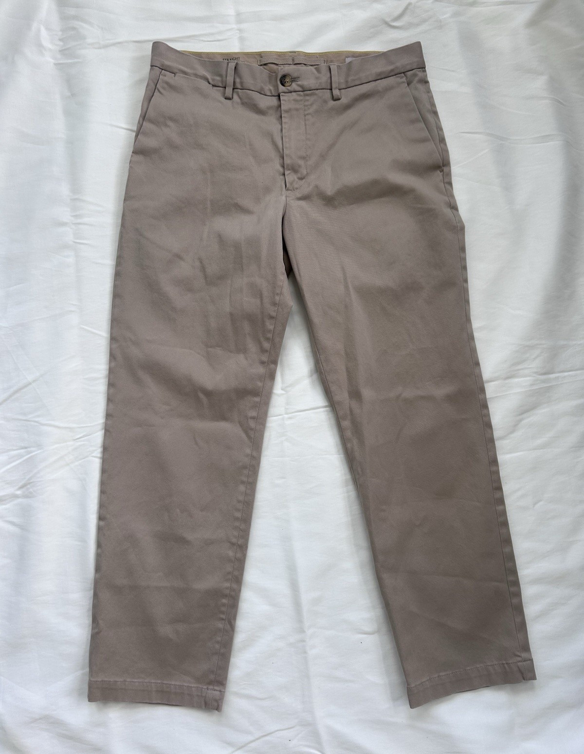 Banana Republic Men’s Beige Chino Pants Straight Fit Flat Front Stretch 32W
