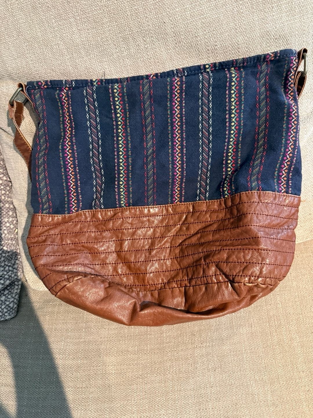 O’Neill Tribal Pattern Fabric and Faux Leather Crossbody 100% cotton
