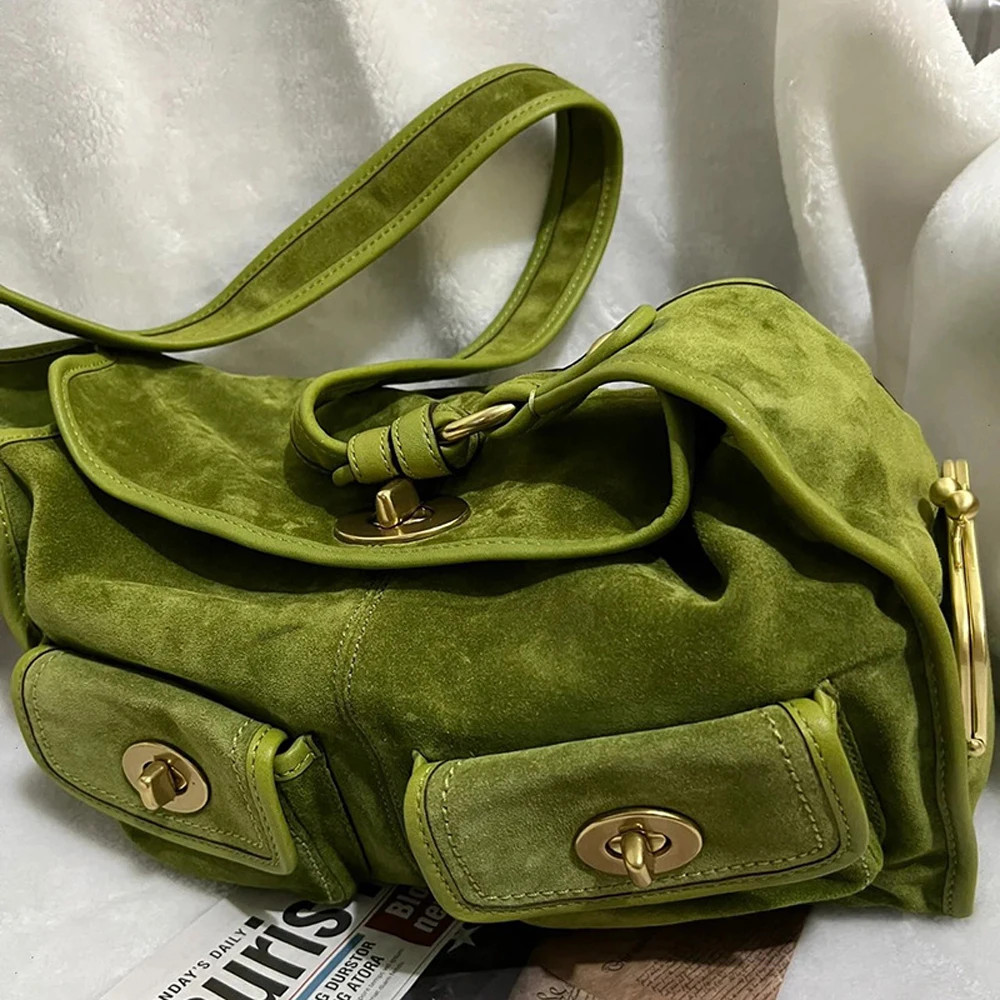 Vintage Suede Womens Shoulder Crossbody Tote Bag Large Capacity
