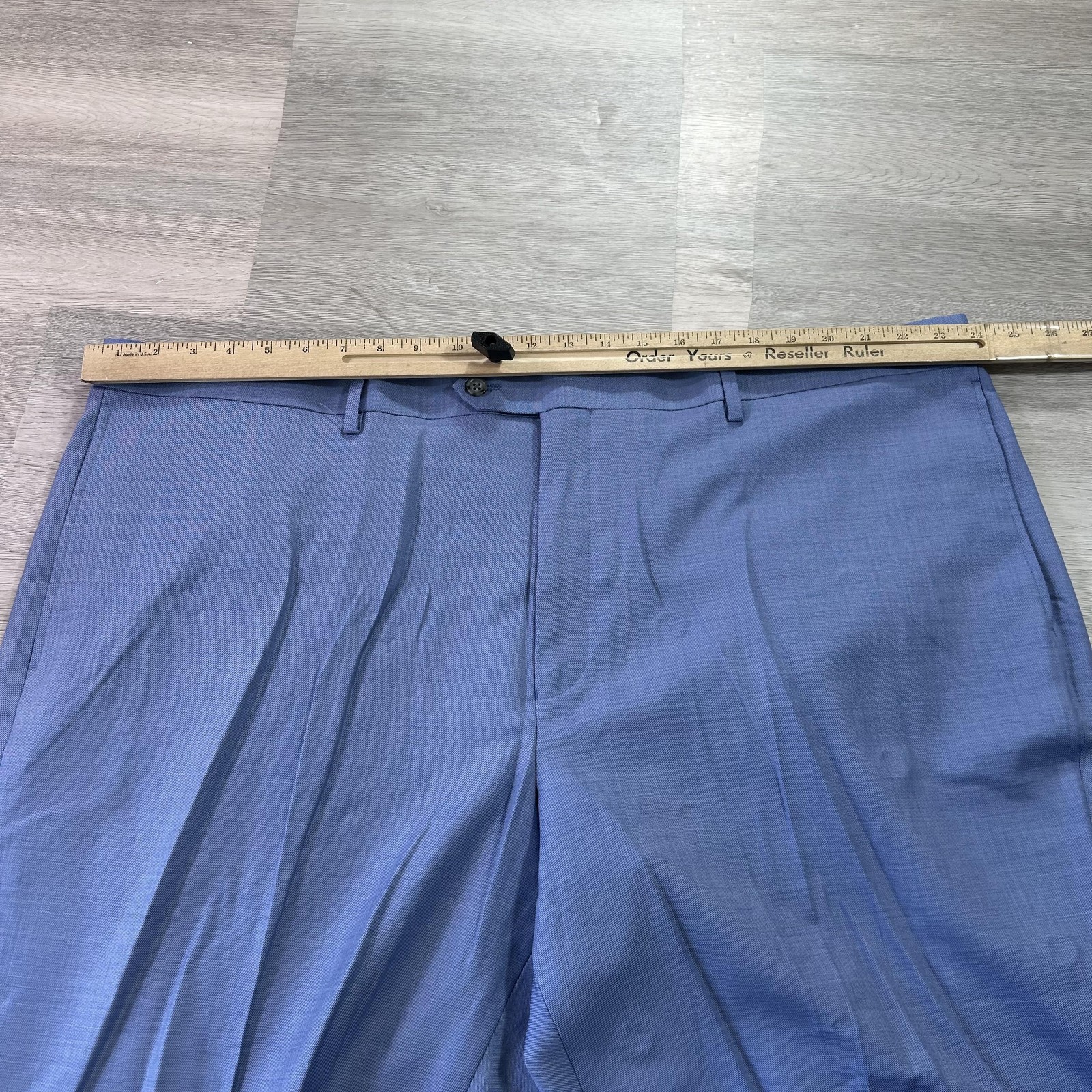 Paul Fredrick Suit Mens 46R Jacket 48×29 Pants Vest Sky Blue Wool 3 Piece Set