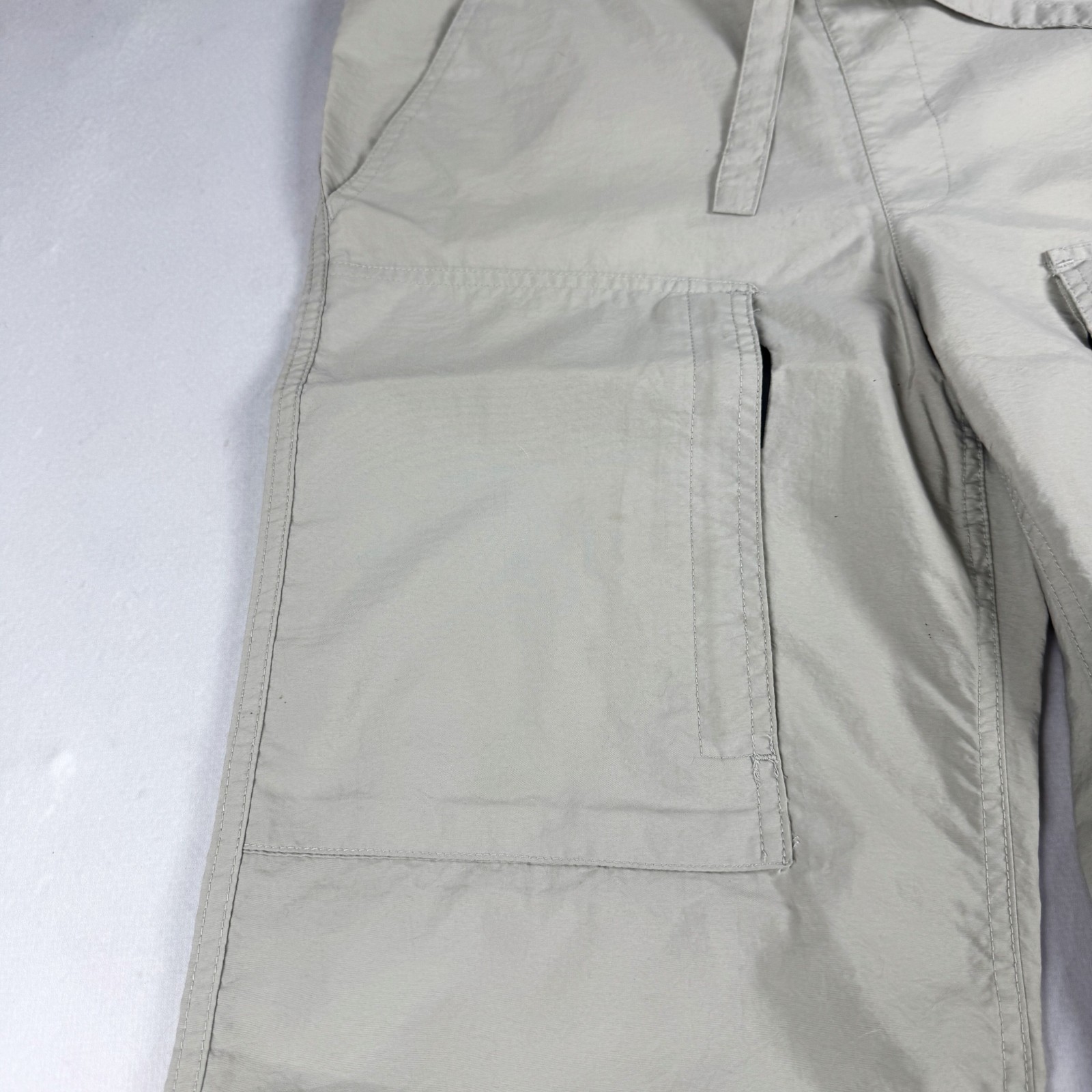 Mens Vintage Beige Wide Leg Cargo Pants Utility Gorpcore Hiking Tactical Y2K Tro