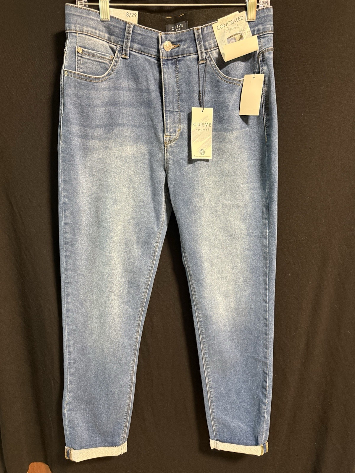 Curve Appeal Women’s Blue Medium Wash Denim Skinny Jeans Stretch 5-Pocket Zip