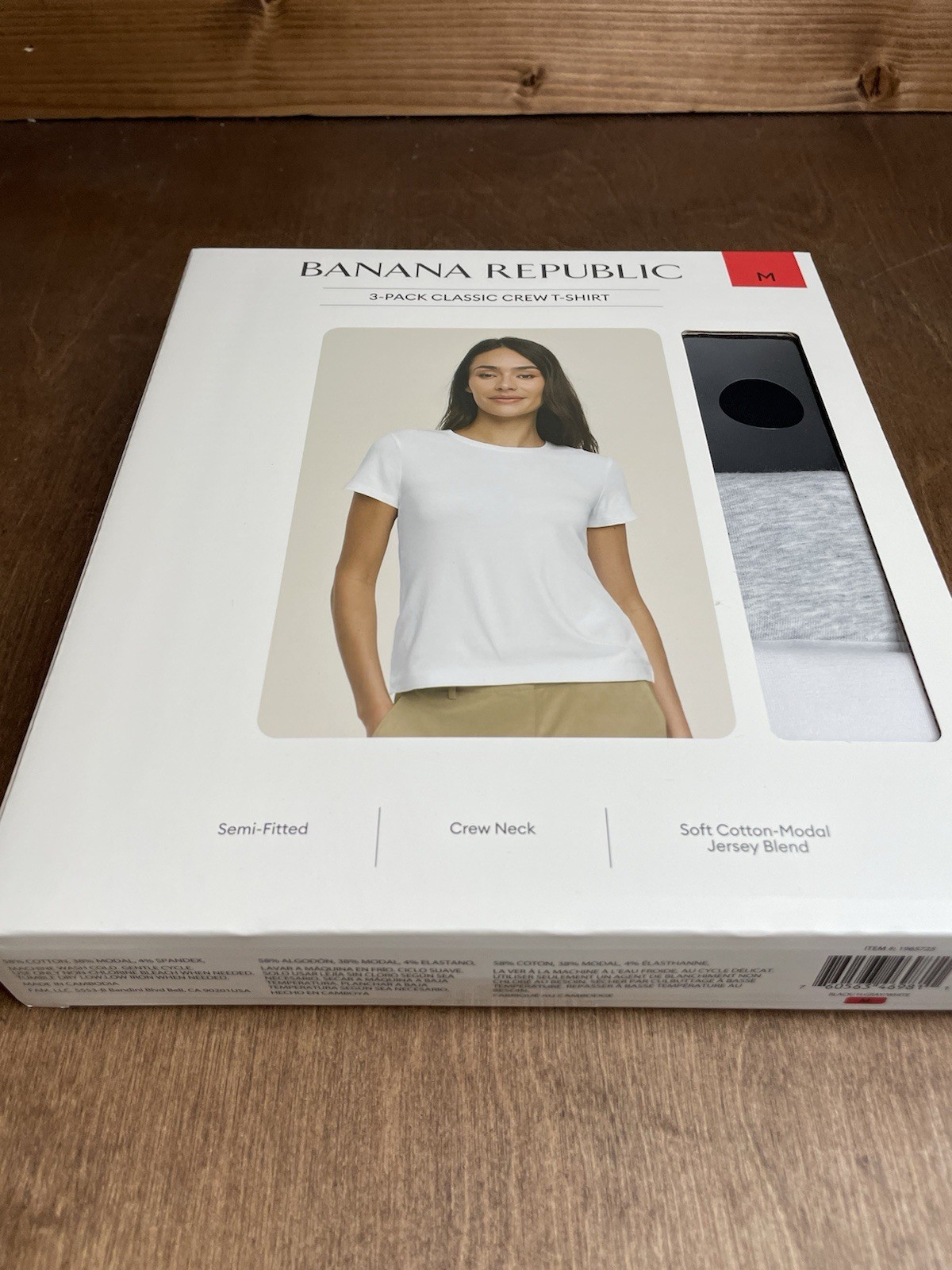 Banana Republic Women’s 3-Pack Classic Crew T-Shirt White/Black/Gray Size Medium