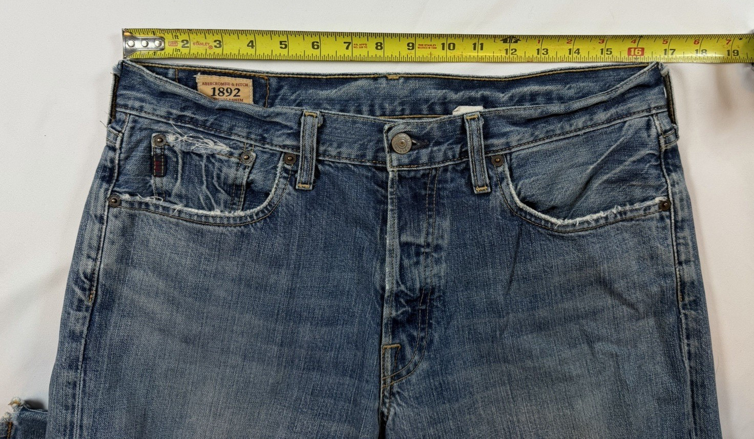 Mens 33×29 Boot Abercombie Fitch Y2K Relaxed Jeans Fade Distressed Western Rodeo
