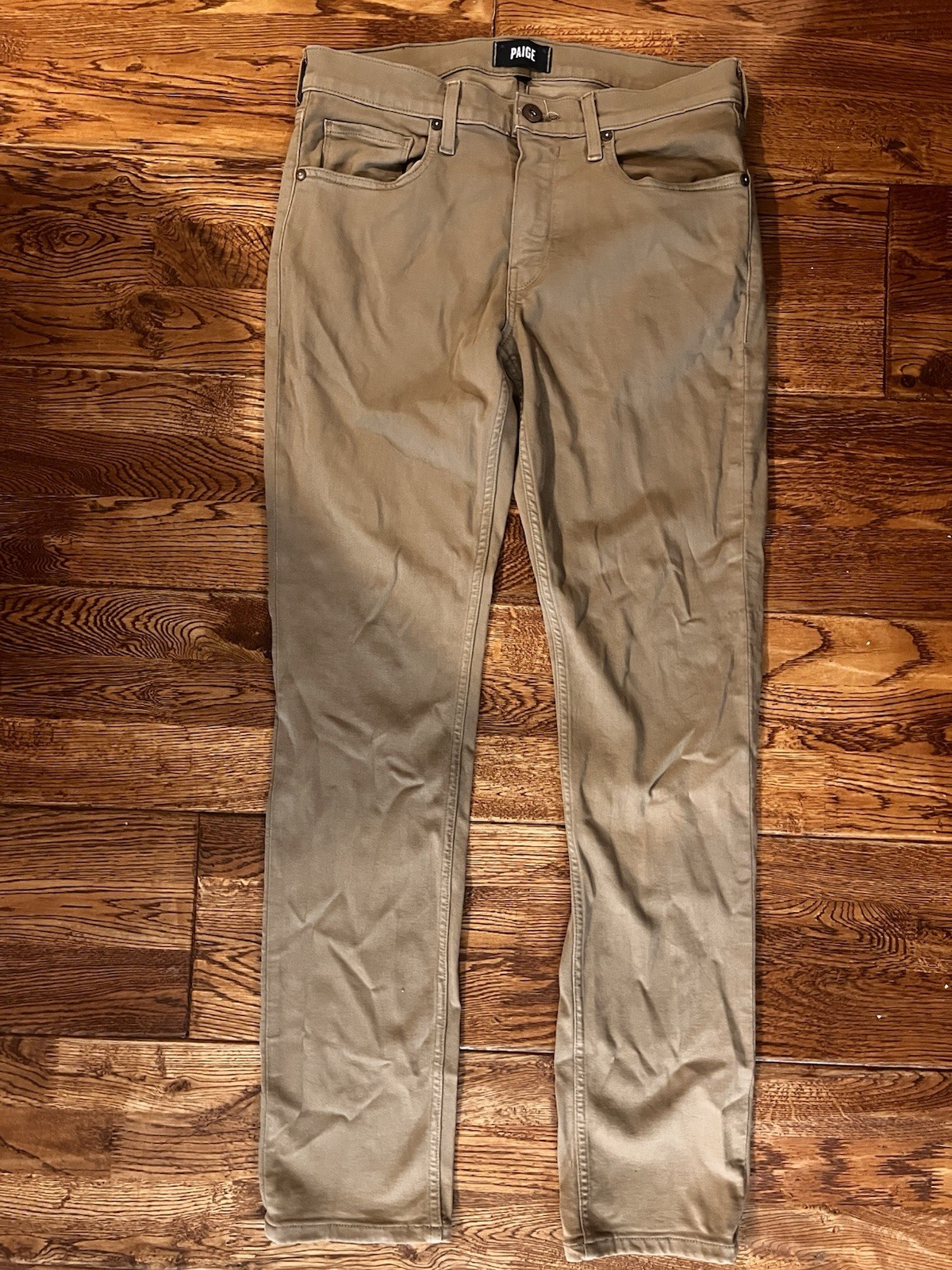 PAIGE Transcend Denim Lennox Men’s Slim Beige Jeans Khakis Stretch Taper Resort