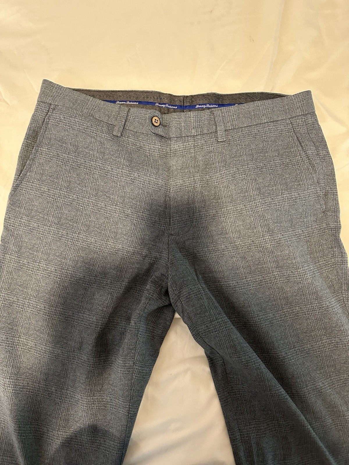 Tommy Bahama Men’s Blue Dress Pants 35W Regular Fit Straight Twill Flat Front