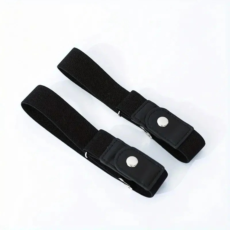 2 Pack No Buckle Elastic Belt Invisible Loop Belt for 2Pcs Brown