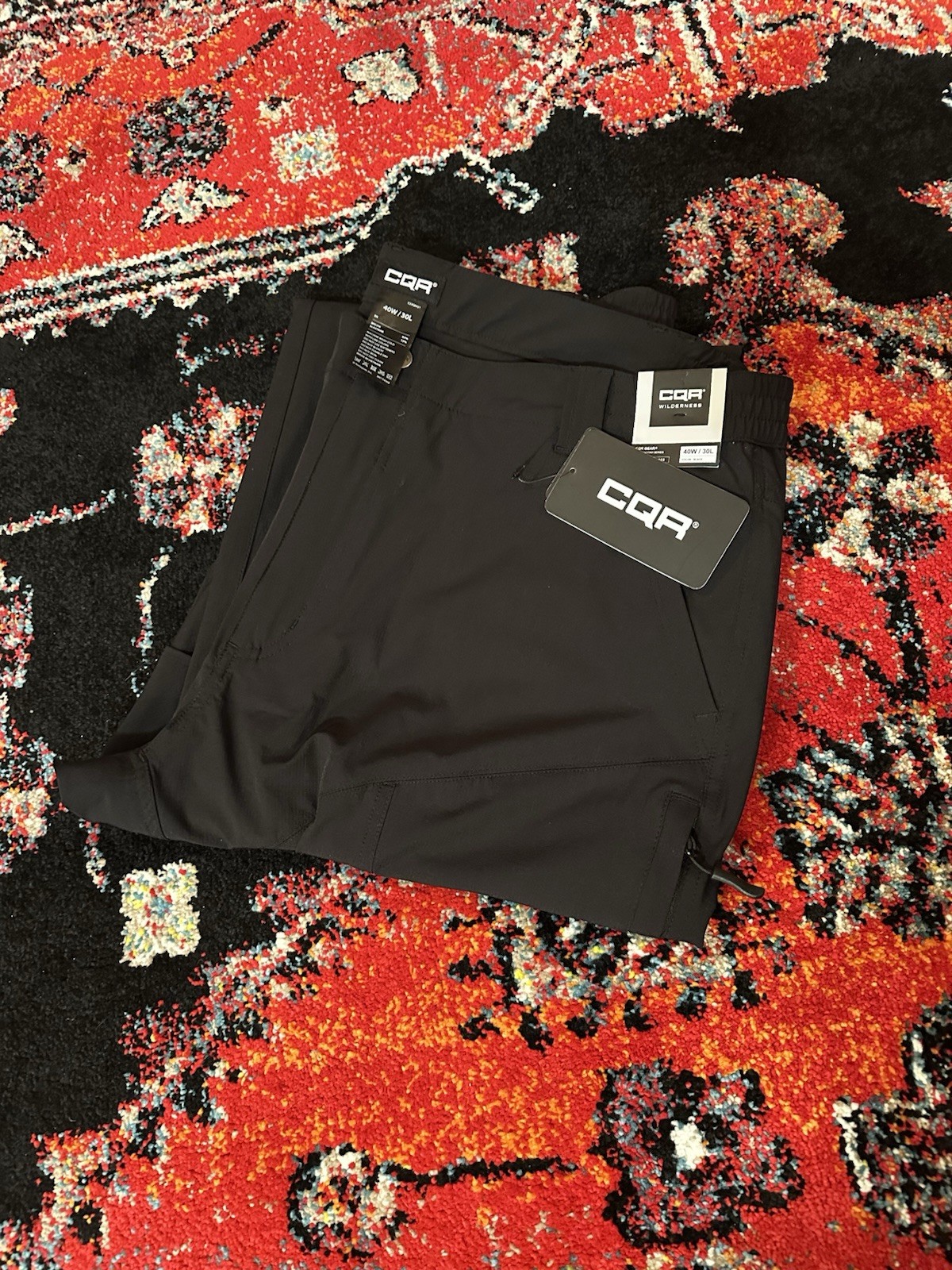 CQR Men’s Black Nylon Elastane Casual Pants Straight Leg Size 40W/30L NEW W/TAGS