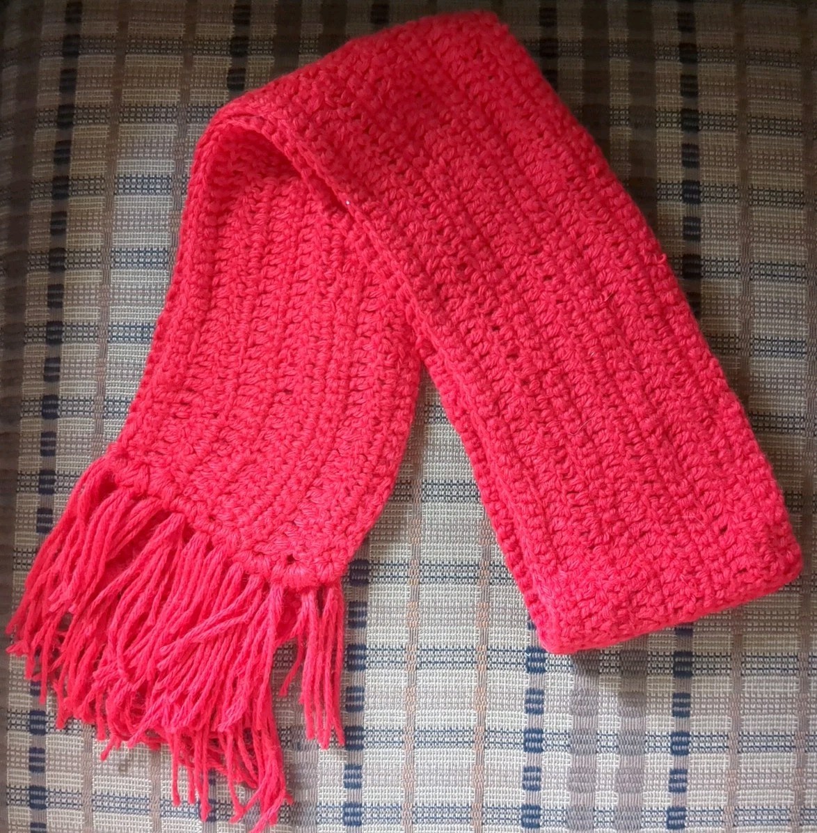 Handmade Crochet Knit Scarf – Stylish Women’s Red 4′ 5″ Long, 5″ Wide