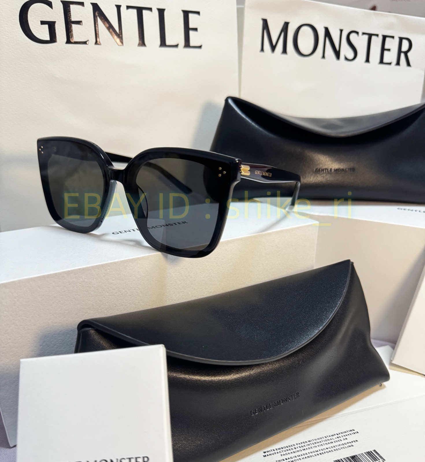 GentleMonster New Her 01 Unisex Sunglasses Oversized Black Frame Black Lenses