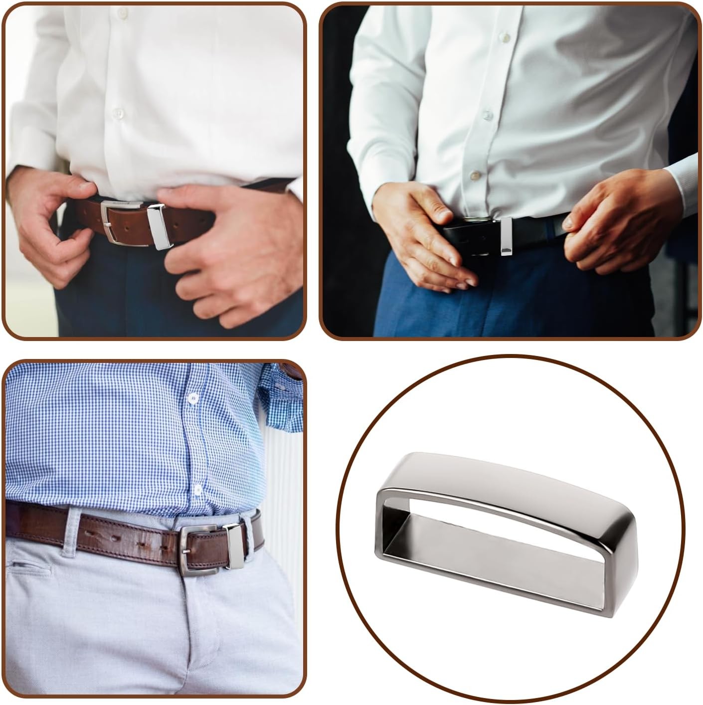 4PCS Anti-Slip Belt Keepers – 1.5″ Stainless Steel Loops for Men’s Belts, Black