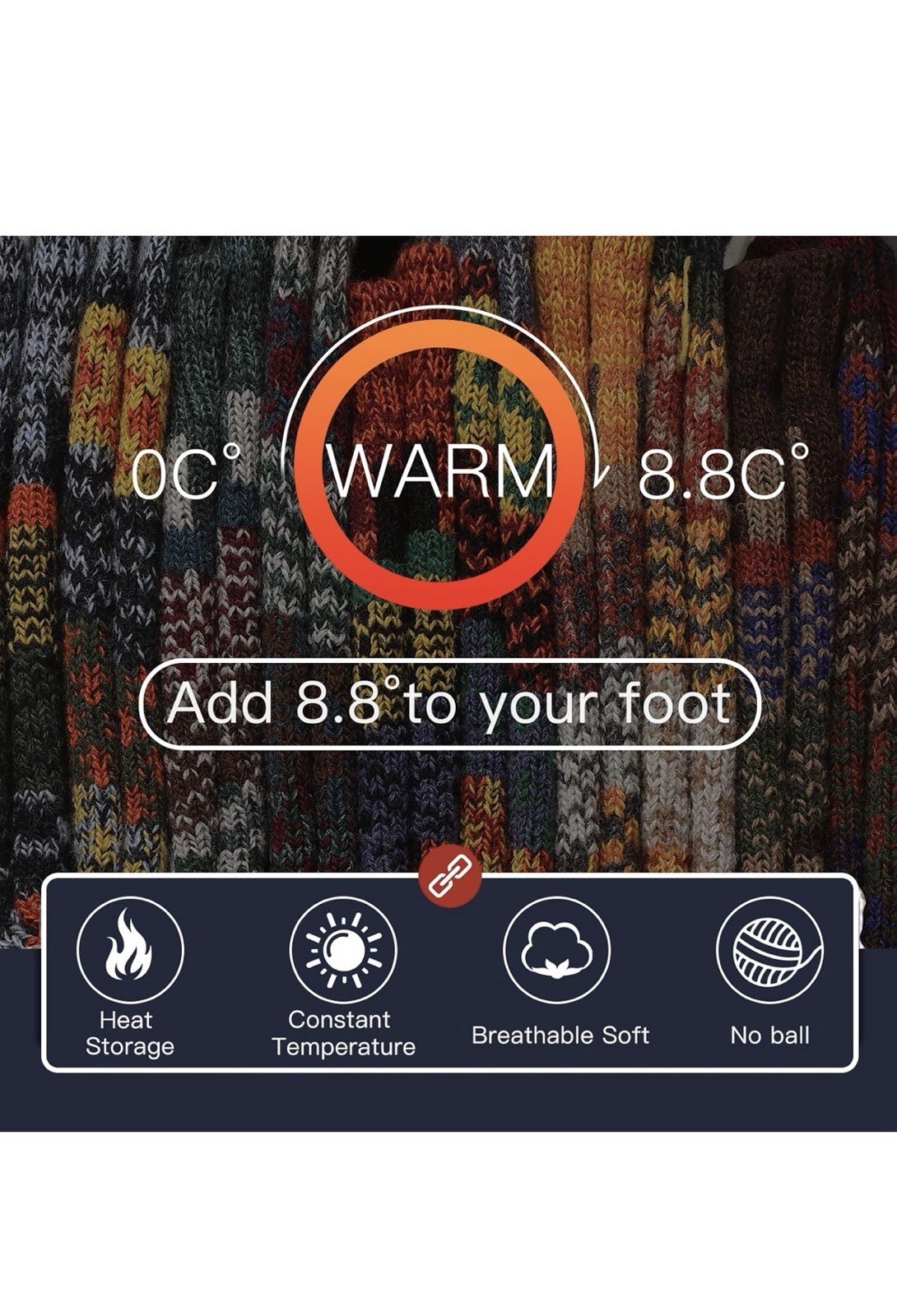Men’s socks Shoe Size 6-12 Winter Thick Crew 5 Pairs Multicolor