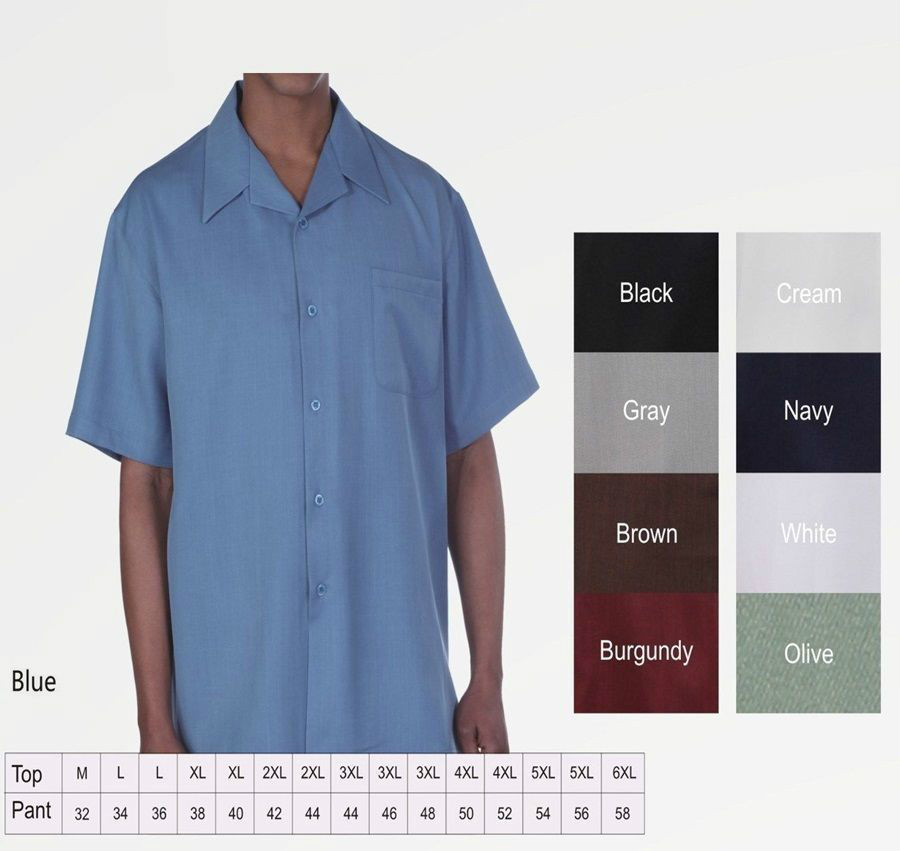 New Men’s 2pc Walking Suit Short Sleeve Casual Shirt & Pants Set Solid #2954