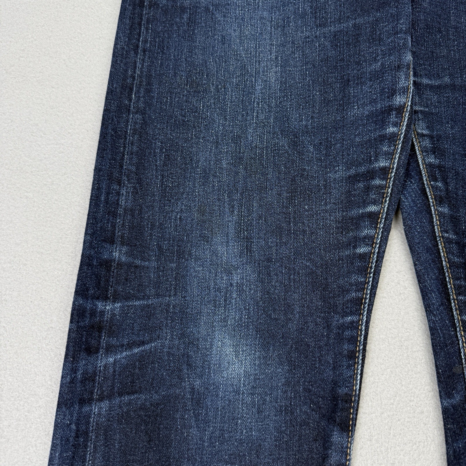 Uniqlo Jeans Mens W32 L32 Blue Slim Fit Straight Selvedge Denim Stretch Zip Fly